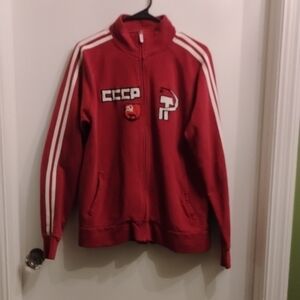 Red Soviet CCCP Jacket with Stripes